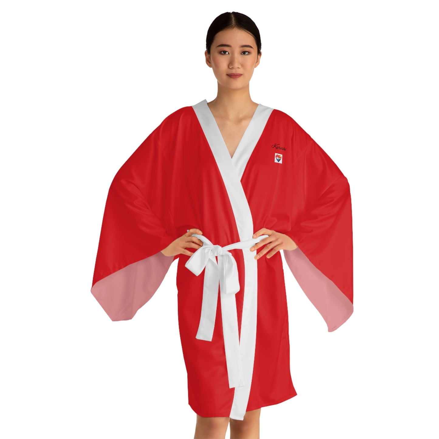 Kureshi Custom - Red Long Sleeve Kimono Robe for Celebrations and Relaxation