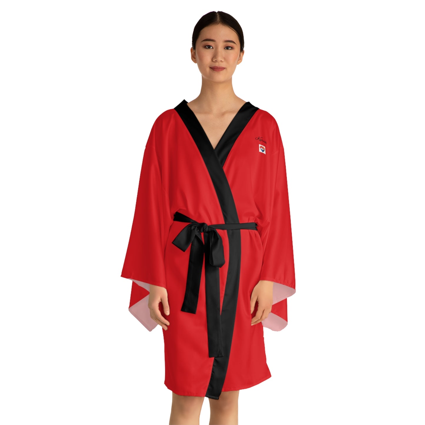 Kureshi Custom - Red Long Sleeve Kimono Robe for Celebrations and Relaxation