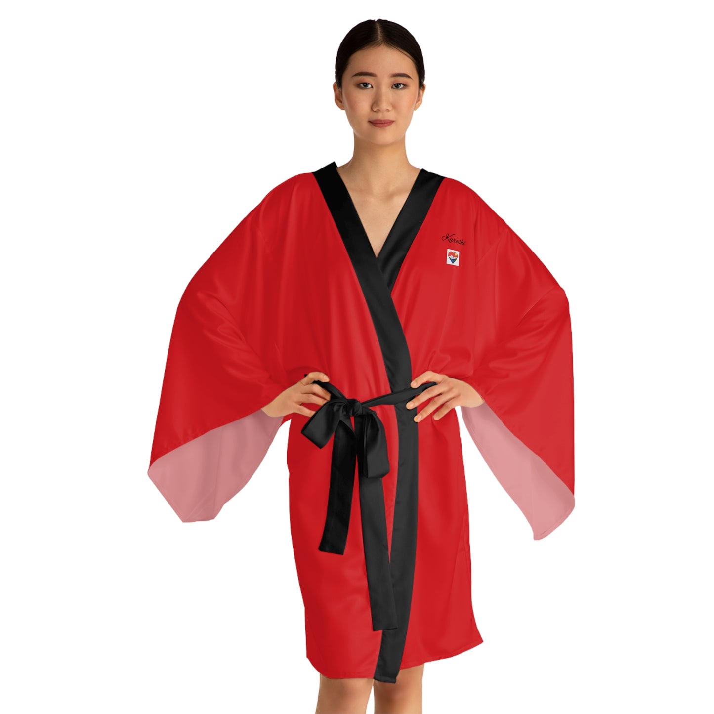 Kureshi Custom - Red Long Sleeve Kimono Robe for Celebrations and Relaxation