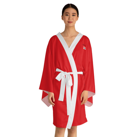 Kureshi Custom - Red Long Sleeve Kimono Robe for Celebrations and Relaxation
